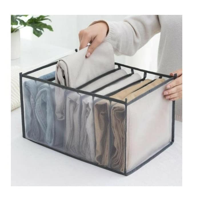 HOMEJOY 7 Compartment Transparent Clothes Storage Organiser (Heavy Quality) Organisers Storage for Wardrobe, Cloth Organizer Storage Box, Wardrobe Organizer for Storage, Clothes (Pack Of 1)
