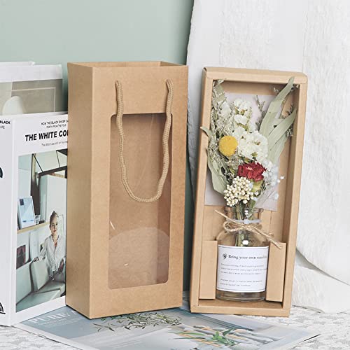 ドライフラワーブーケ ガラス ボトル ブーケ 造花 北欧スタイル 人工観葉植物 デコレーションドライ花瓶 ガラス グラデーション 花瓶付き 現代 シンプル 家の装飾、ギフト用 (カーネーション+ゴールデンボール) [2]