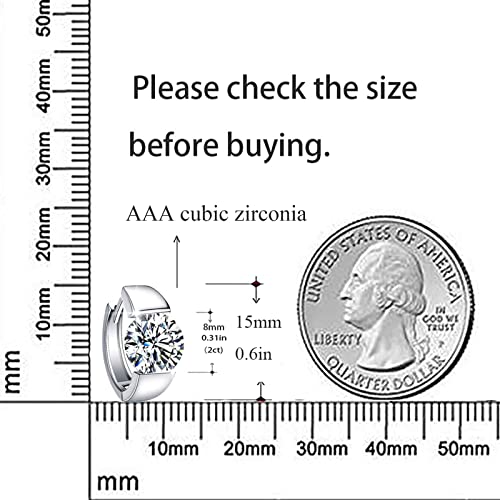 Sterling Silver Hoop Earrings, Hoops CZ Cubic Zirconia White Gold Plated Huggie Hoop Earrings for Women Gift 1.2 ct2