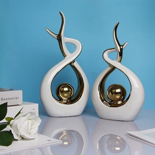 Vista 3 de Norrclp - Decoración para el hogar, arte abstracto moderno, estatua de cerámica, decoraciones de centro de mesa para el comedor, la sala de estar