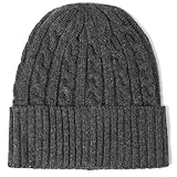 Revony Cable Knit Cuff Beanie for Women – Soft, Cute & Perfect for Everyday Winter Wear Dark Grey