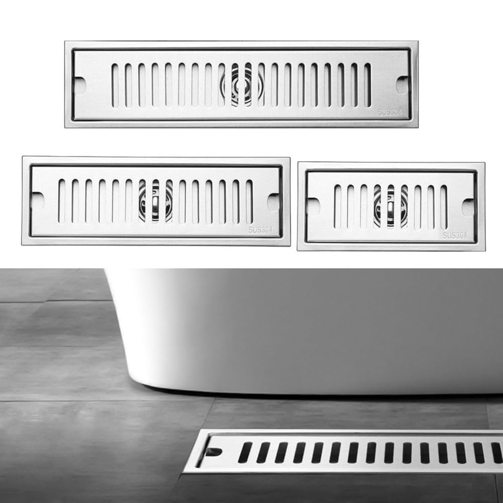 Elegante canale di scarico in acciaio inox progettato per migliorare l'efficienza del flusso d'acqua in aree umide (40 x 10 cm)