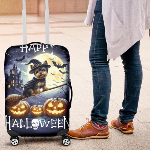 Happy Halloween Yorkshire Terrier Witch Pumpkins Bats Travel Luggage Cover Yorkie Dog Lover Gifts Suitcase Dust Protective Decor 130124