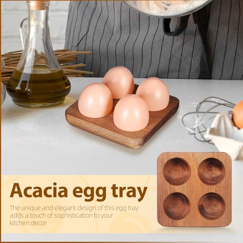 Bandeja para huevos de madera resistente con 4 ranuras de cocina 3