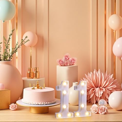 Image of LED Light Up Numbers, Marquee Number Sign for 11th Birthday Decor(11) | Battery Powered LED Lighted Numbers, Marquee Light Up Sign for Birthday Party Centerpieces Home Wall Decor Night Light