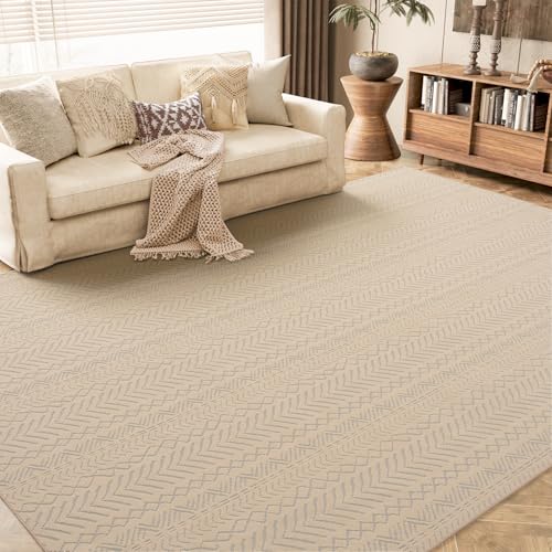 AMOAMI-Washable Area Rugs 5x7-Boho Khaki Rugs for Living Room Machine Washable-3D for Bedroom-Non Slip Floor Rug-Moroccan Washable Rugs for Bedroom Dining Room Khaki 5' x 7' (Rectangular)