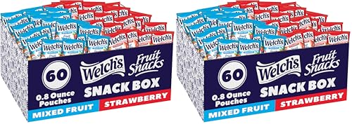 Image of Welch's Fruit Snacks, Mixed Fruit & Strawberry Snack Box, 0.8oz Snack Packs,(Pack of 120)