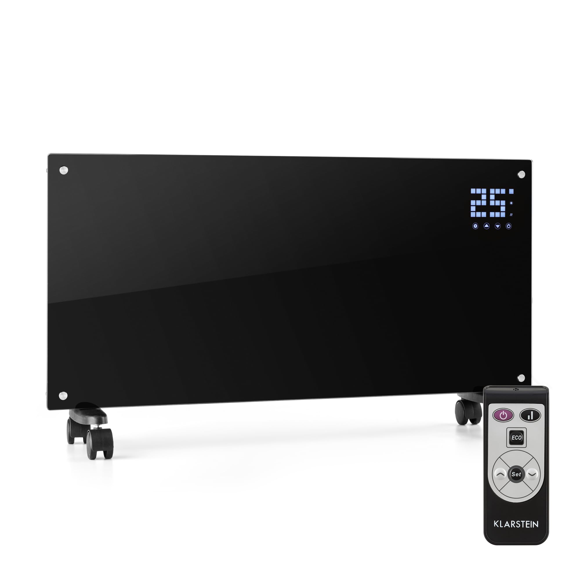 Klarstein Elektroheizung, Konvektor-Heizung mit Bodenrollen, Mobile Elektroheizung Energiesparend, Schlanke, Leise Heizung Elektrisch, Standgerät Heizkörper Elektrisch mit Thermostat, 2000 W