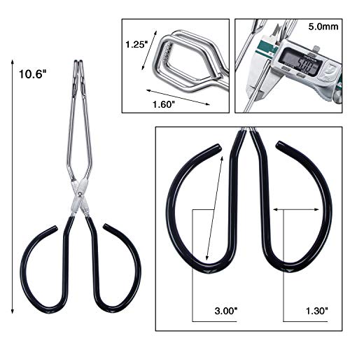 MSY BIGSUNNY Stainless Steel Scissor Tongs Heavy Duty Cooking Tongs with Soft Handles (1, black 10")