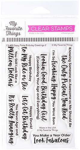 MY FAVORITE THINGS MFT Tampon transparent Bday Pantalon Sassy Greetings 2 Taille unique