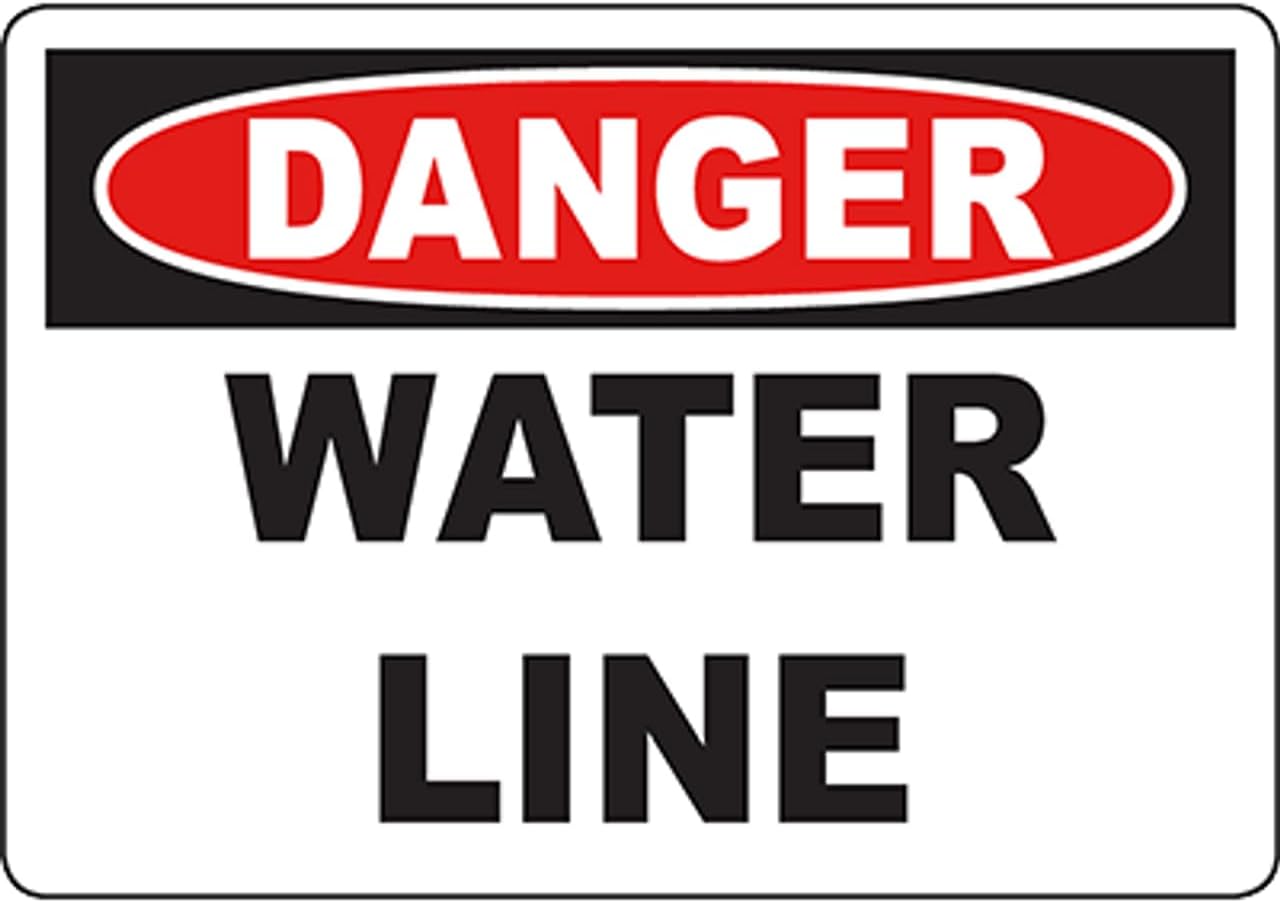 Amazon.com : DANGER Water Line Sign Metal Sign 12x16 Inch Notice ...