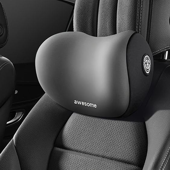 Car Neck Pillow,Neck Pain Relief for Long Drive Car Seat Back Head Rest Memory Foam Pillow for Driving with Adjustable Strap,and Breathable Removable Cover (Black)