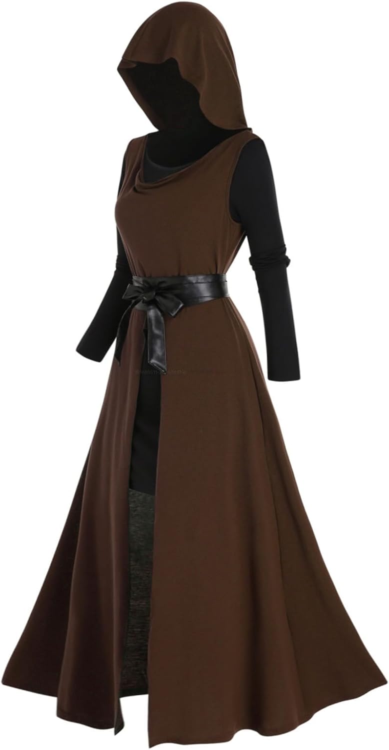 DRESSFO 2pcs Women Victorian Renaissance Costume Gothic Vampire Witch Halloween Dress