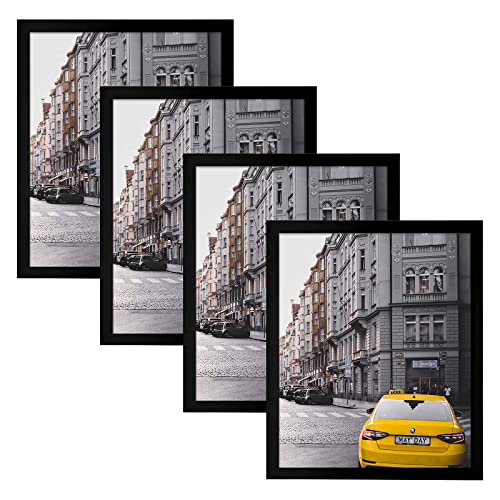 Image of Golden State Art, 20x24 Wooden Picture Frame with Tempered Glass - Wall Mounting (Black), Set of 4