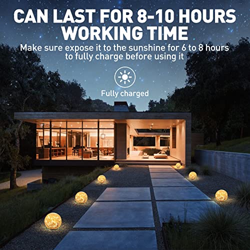 Bannad Garden Solar Lights, Cracked Glass Ball Waterproof Warm White Led For Outdoor Decor Decorations Pathway Patio Yard Lawn, 1 Globe (4.7Inch) #TOP5