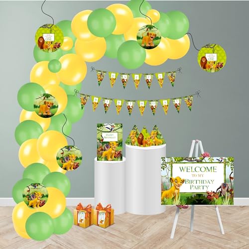 Image of Pretty UR Party Lion King Party decorations Kit - 80 pcs includes Banner, balloons, thank you, centerpiece, danglers, Lion King Party Supplies, Simba Birthday Decor, Bday Banner, DIY Pack for kids