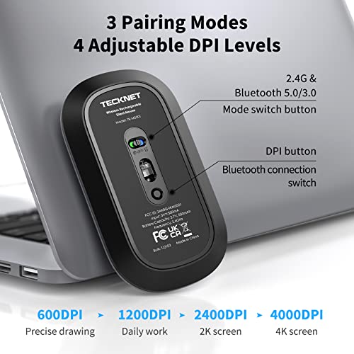 TECKNET-Rechargeable-Bluetooth-Mouse-for-MacBook-ProiPadLaptopWindows-Slim-Silent-Wireless-Mouse-Bluetooth-5030-24G-Portable-Optical-Cordless-Mice-with-USB-Receiver-4-Adjustable-DPI