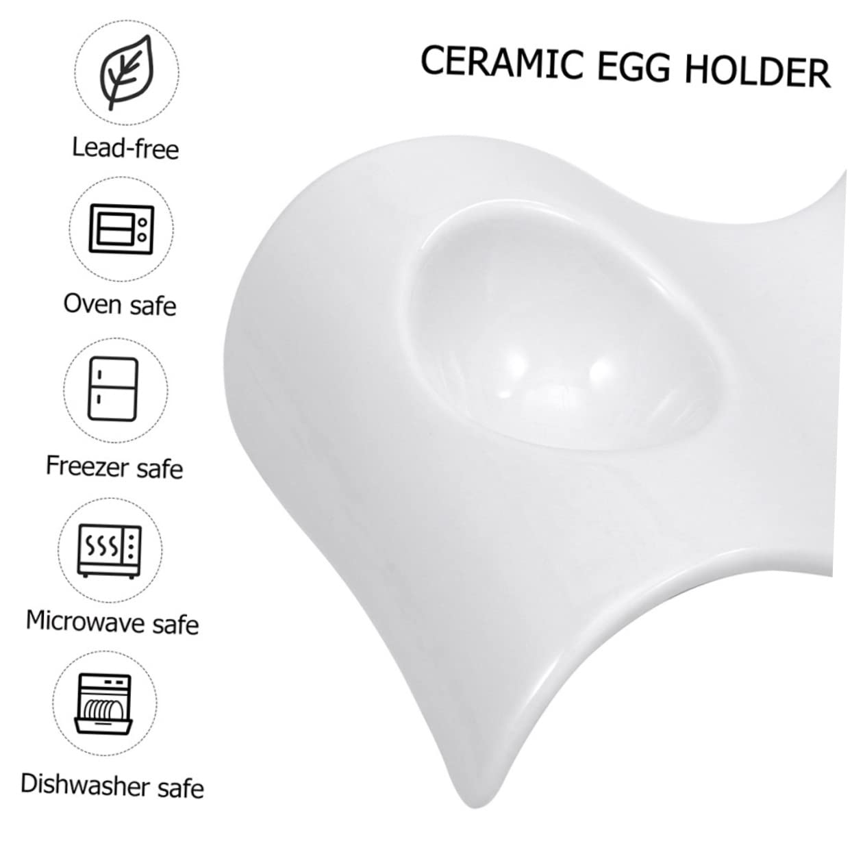 6 Coquetiers en Céramique Blancs, Plateau à Œufs Pratique et Facile à Nettoyer, Design Moderne et Élégant, pour Servir Petit-déjeuner