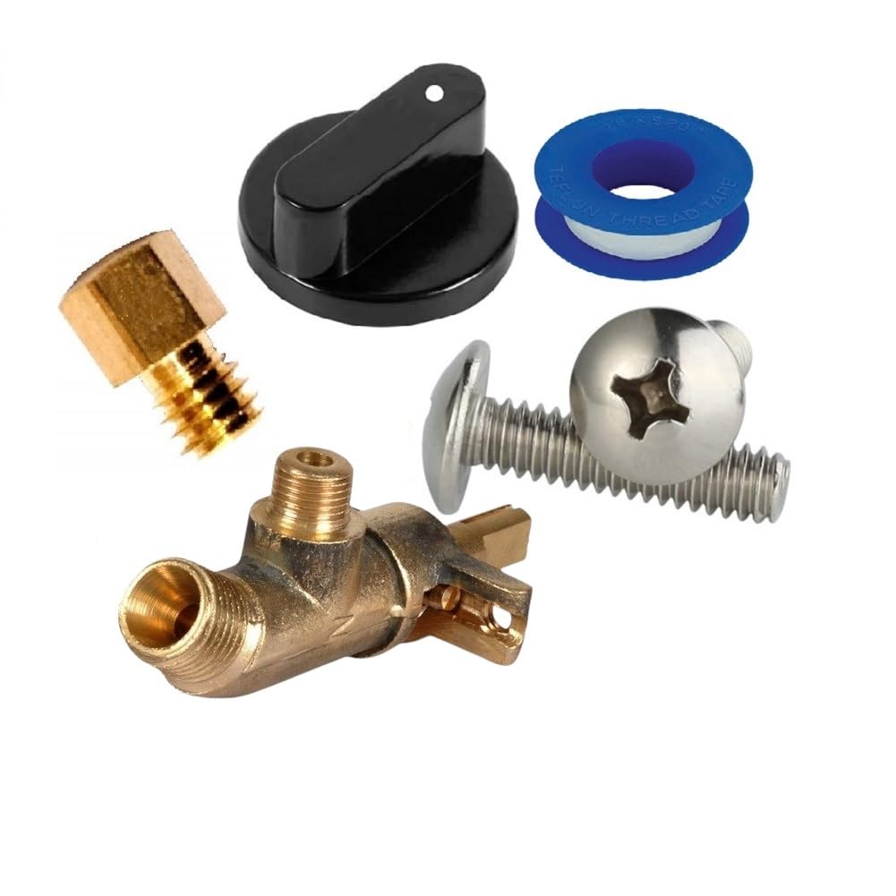 DELTA® Gas Stove Replacement Parts | LPG Brass Valve with Jet for Small+Big Burner of Glass Top Gas Stove Pack of 2