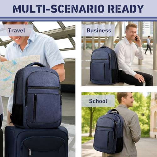 Image of Travel Backpack, Extra Large 45L Travel Backpack for Men & Women, Expandable Laptop Bag, Water Resistant Computer Backpack Fits 18.4 Inch Laptop, Lightweight Daypack for Flight, Blue