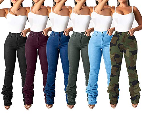 Vakkest Bell Bottom Jeans for Women Flare Jeans High Waist Bootcut Plus Size Ripped Hole Jeans Denim Leggings Pants4