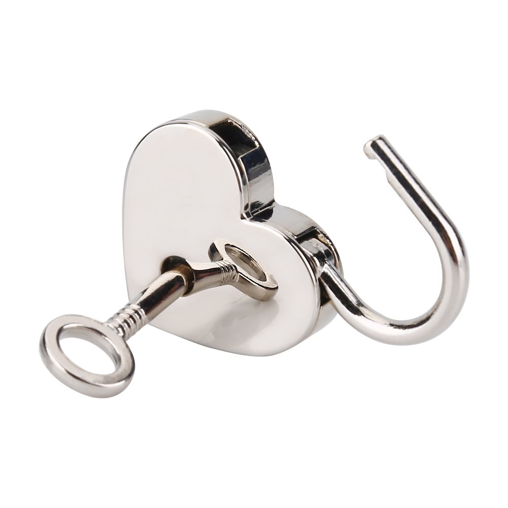 2Pcs Silver Heart Lock with Key Heart Padlock Small Vintage