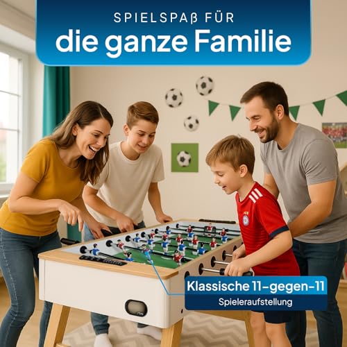 Artsport Tischkicker ProKick - Stabiler Kickertisch aus MDF, 11-gegen-11 Spielfläche, Anti-Rutsch-Griffe, Torzähler, für Kinder & Erwachsene – Bild 3