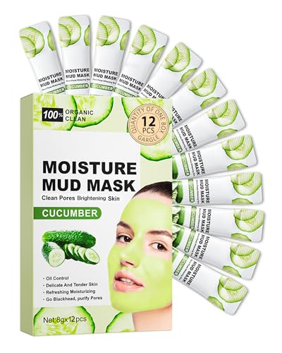 Masques Faciaux-12pcs Concombre Boue Masque Propre, Taille De Voyage Portable Moisturizing Clay Clean Mud Facial Mask, ettoyer Les Pores Reduire Les Points...