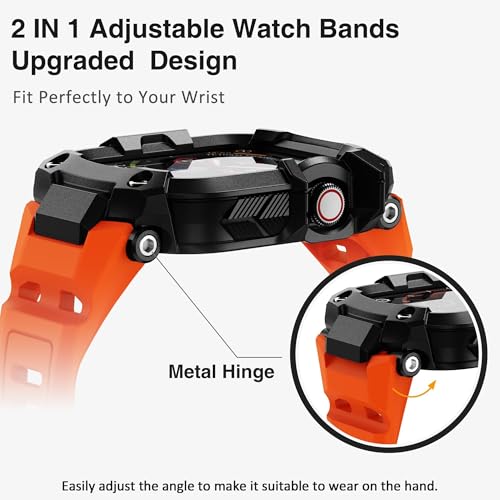 Image of ULTIMAL Rugged Band with Case for Apple Watch 45mm, Military-Grade Shockproof Protective Strap for Men, All-in-One Outdoor Sport Watch Band Compatible with iWatch Series 9 /8 /7 (Orange)