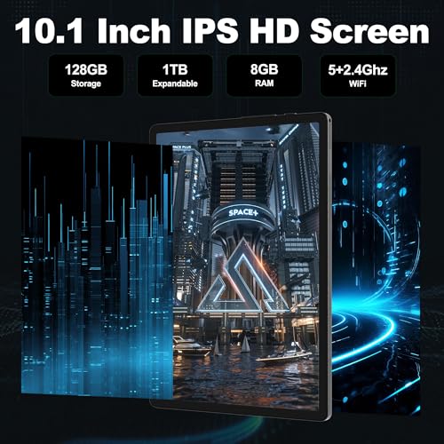 Image of Android 13 Tablet, 10.1 Inch Android Tablet, 8GB RAM 128GB ROM 1TB Expand, Octa-Core Processor, 1280x800 IPS HD Touchscreen, 8000mAh Battery,GPS, 5G WiFi,4G LTE,Bluetooth (Dark Grey)