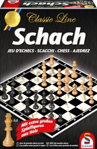 Schmidt Spiele 49082 Classic Line: Schach (gr. Spielfiguren), Monochrom' Oder 'Holz/Natur