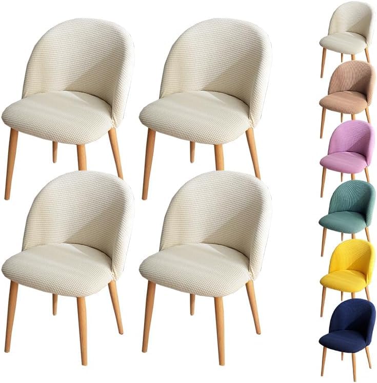 LinFortune Housse de Chaise de Salle à Manger à Dossier Incurvé Ronde Housse de Tabouret Ronde à Carreaux Housse de Protection pour Chaise de Salle à...