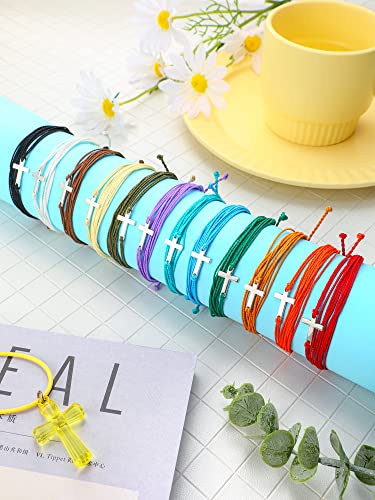 Yinkin 12 Pieces Cross Bracelet For Women And Men Cross Adjustable Nylon Rope Christian Handmade Braided Bracelet For Women Men Girls Teens Kids Handmade Christian Jewelry Wish Bulk Cross Bracelets #TOP1
