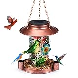 PRODCA Solar Bird Feeder, Bird Feeders for Outdoors Hanging, Metal Wild Bird Feeders for Cardinals,