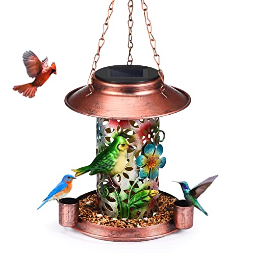 Prodca Solar Bird Feeder, Bird Feeders For Outdoors Hanging, Metal Wild Bird Feeders For Cardinals, Finches, Blue Jay, Warblers, Gifts For Bird Lovers #TOP4