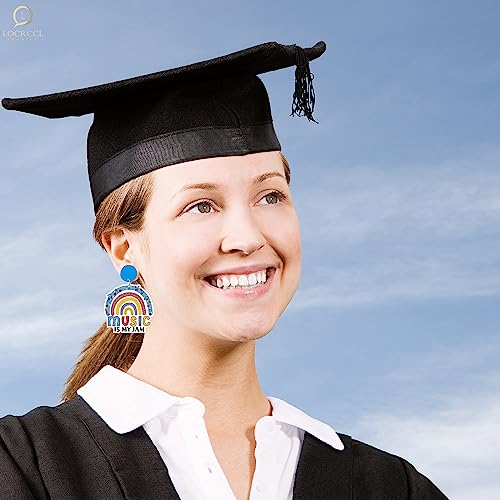 Locrccl Teacher's Day Dangle Earrings For Women Love Glitter Acrylic Apple Rainbow Earrings Back To School Earrings For Teacher Appreciation Gifts (B) #TOP3