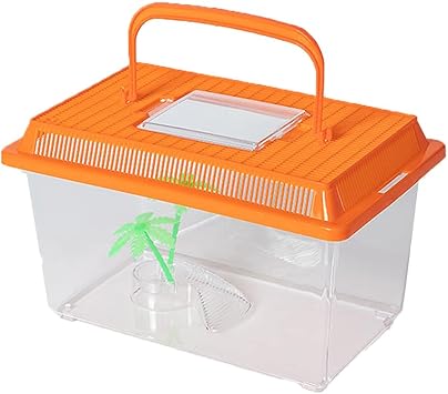 Amazon Refoiner 虫かご 飼育ケース カブトムシ クワガタ 昆虫 飼育容器 透明 プラスチック 水槽 金魚鉢 爬虫類 両生類用飼育ケース 展望デッキ付き 小動物用ケージ 給餌箱 簡単に観察 通気性メッシュ隔離ボックス 爬虫類 トカゲ 亀 蛇 蛙 昆虫など適用 取っ手付き S