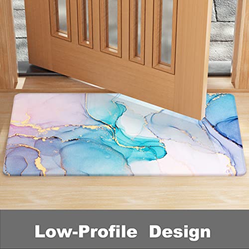 Rnivvi Front Door Mat, 30"X17" Marble Style Indoor Outdoor Welcome Mat, Heavy Duty Low Profile Anti-Slip Entryway Rug For Home Entrance, Floor, Patio Entry & Mud Room, Colorful Marble Decor Doormat #TOP3