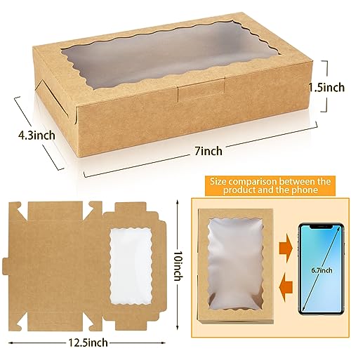 image for BILLIOTEAM 30 Pack Small Kraft Cookie Box with Clear Window,Small Gift