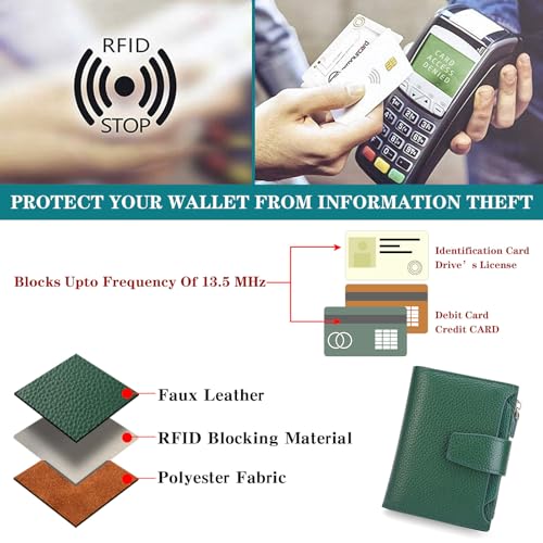Image of FALAN MULE Small Wallet for Women Leather Bifold Compact RFID Blocking Small Womens Wallet Purse