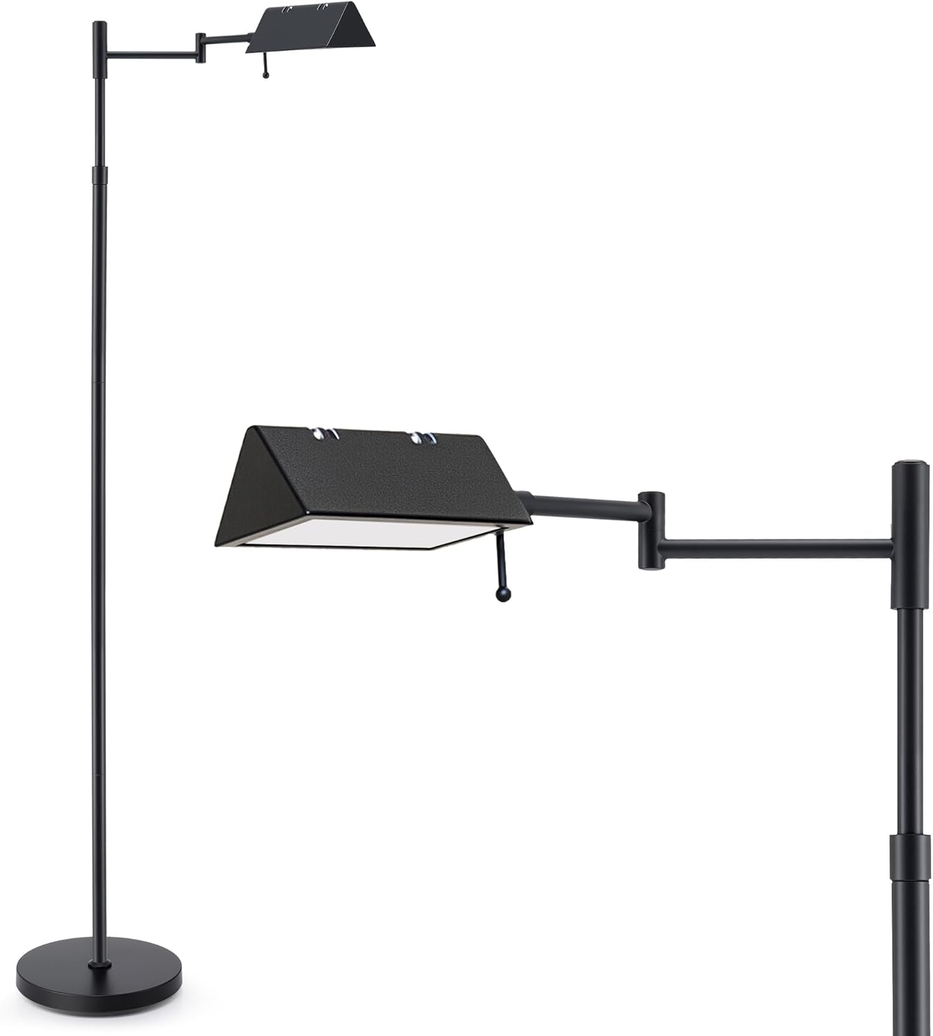 VONLUCE Dimmable LED Floor Lamp, 56" Floor Lamp for Living Room with Adjustable Height Swing Arms 3 Color Temperatures, Industrial Standing Pole Lamp for Bedroom Reading, Black