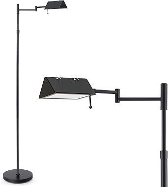 VONLUCE Dimmable LED Floor Lamp, 56" Floor Lamp for Living Room with Adjustable Height Swing Arms 3 Color Temperatures, Industrial Standing Pole Lamp for Bedroom Reading, Black