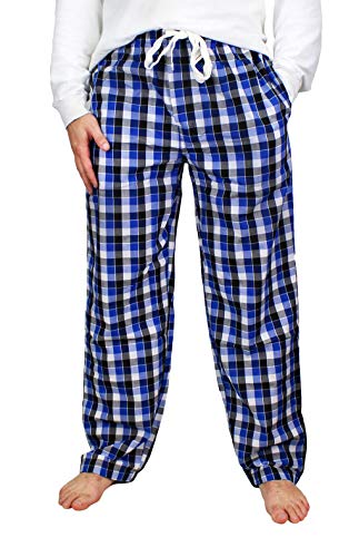 Fruit of the Loom Men's Woven Pajama Pant (Black/White/Blue Check, Small)