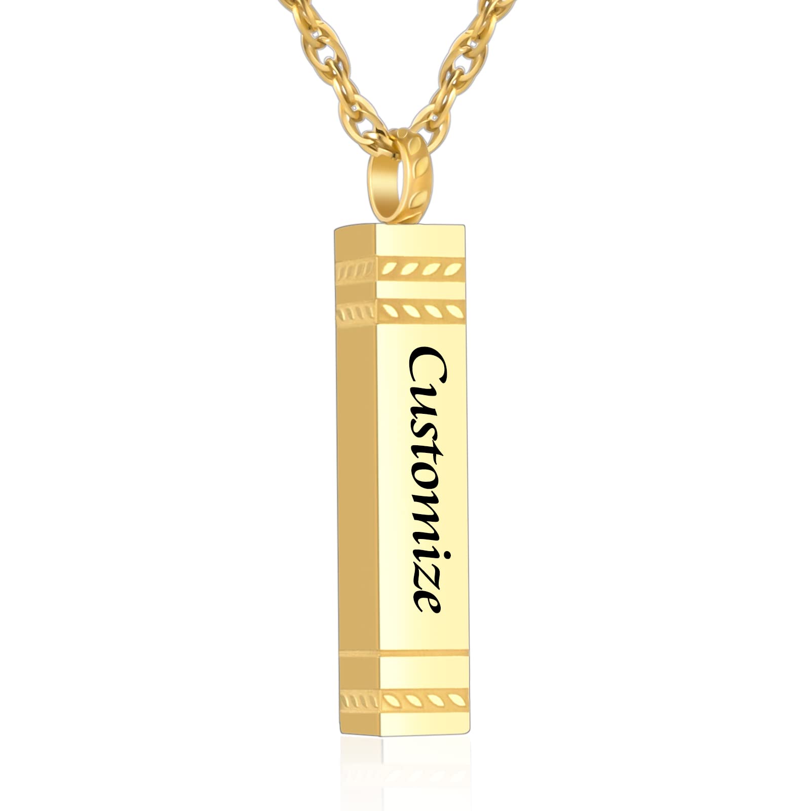 abooxiu Urn Necklace for Ashes Memorial Cremation Jewelry for Ashes Stainless Steel Ashes Jewelry Cube Ashes Necklace Bar Urn Pendant for Women Men