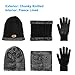 Winter Beanie Hat Scarf Glove Set - Thick Knit Warmer Neck, Black, Size Large