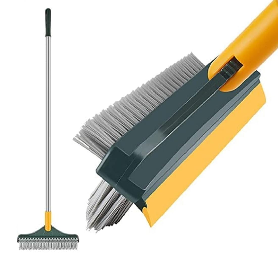 RUDI RUPALI® Cleaning Brush for Bathroom Floor Toilet with Wiper Scrub with Long Handle 120° Rotate Bathroom Floor Cleaning Brush Home Kitchen (3 in 1)