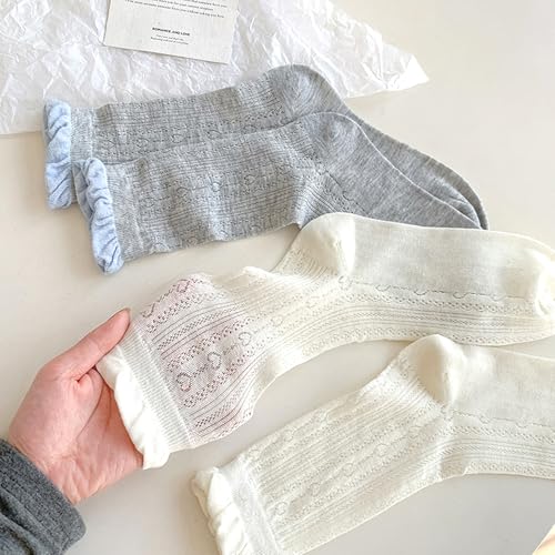 Image of Women's Cute Crew Socks, Casual Athletic Cotton Bowknot Cherry Calf Novelty Socks for Women