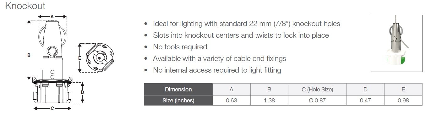GRIPPLE AL1-KO-EG-20FT UL Approved Angel Knockout Hanger, Sold 10/Zack Pack, Made in USA