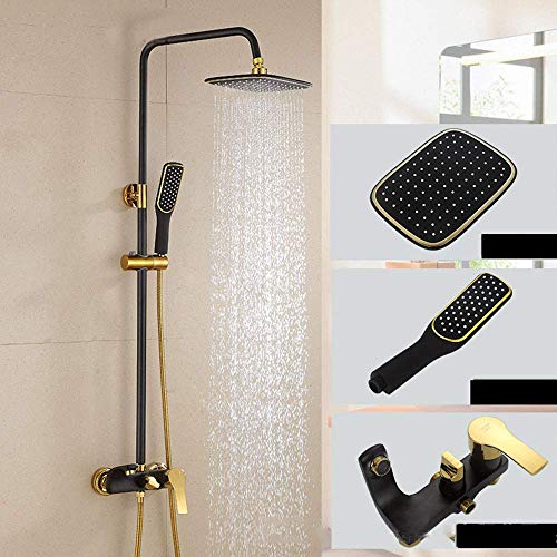 Robinet de douche effet pluie en bronze noir pour salle de bain rétro chic