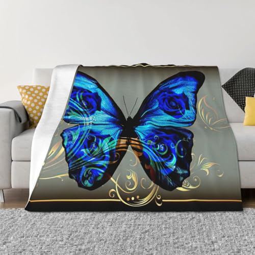 Couverture microfibre premium motif papillon bleu EdWal - 4